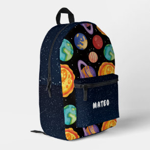 Sac À Dos Imprimé Planètes colorées et étoiles Cartable Espace scola