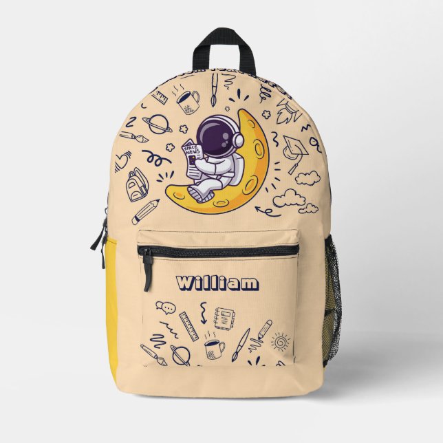 Sac À Dos Imprimé Planètes de l'espace de doodle personnalisé Retour (Recto)