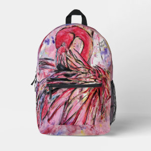 Sac À Dos Imprimé Plumes au rose