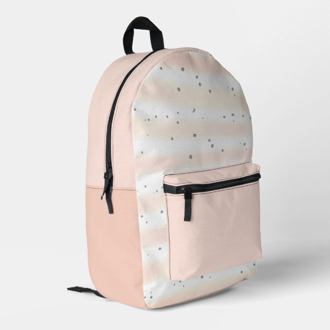 Sac À Dos Imprimé Poche fille mignonne blanc rayures points (Coin arrière gauche)