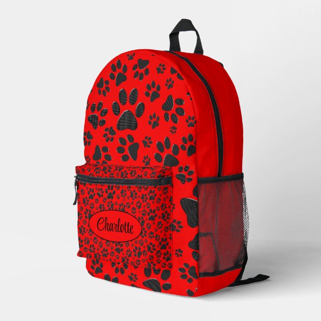 Sac À Dos Imprimé Poches de chien noir et blanc Pointe de Polka sur  (Coin arrière droit)