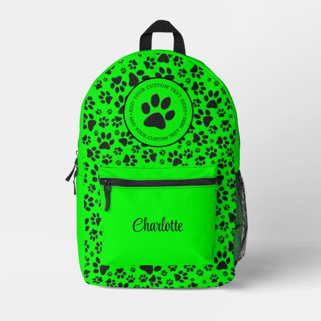 Sac À Dos Imprimé Poches de chien noir et blanc Pointe de Polka vert (Recto)