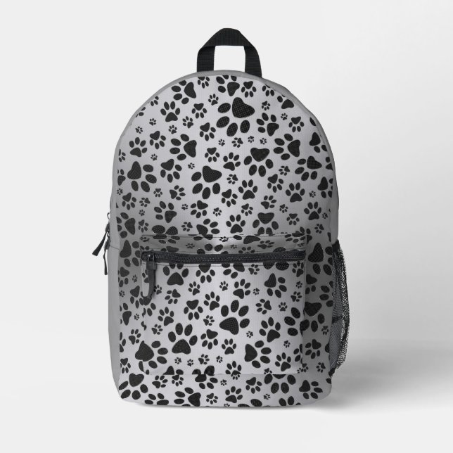 Sac À Dos Imprimé Poches de chien noir et blanc Pointe Polka en méta (Recto)