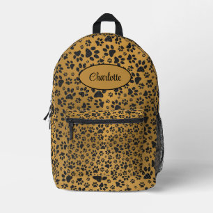Sac À Dos Imprimé Poches de chien noir et blanc Pointe Polka en or m