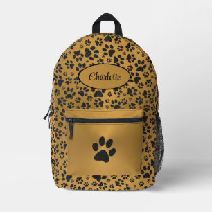 Sac À Dos Imprimé Poches de chien noir et blanc Pointe Polka en or m