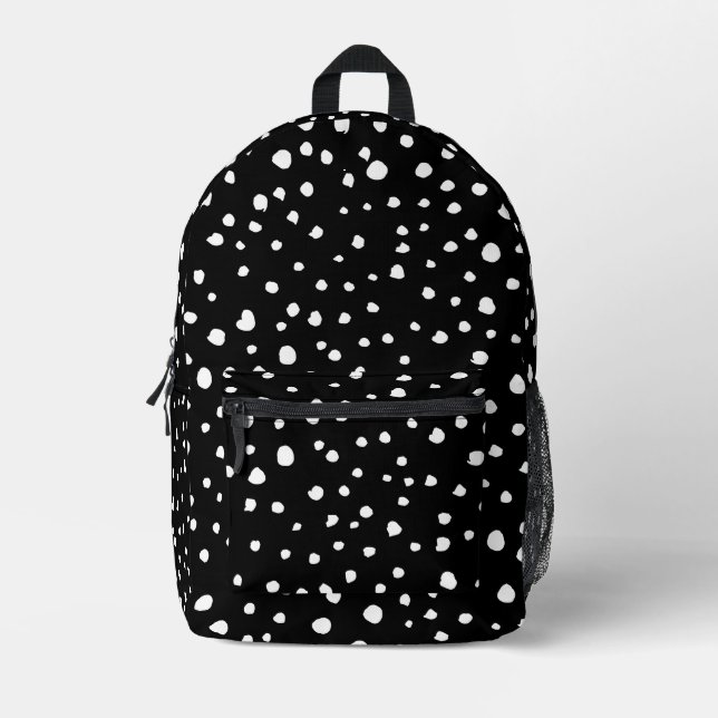 Sac À Dos Imprimé Points dalmatiens, Zones dalmatiennes, Noir et Bla (Recto)