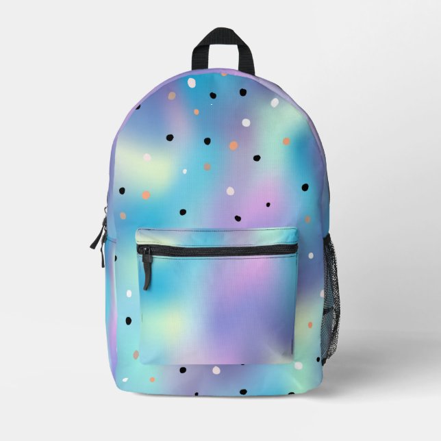 Sac À Dos Imprimé Points de couleur holographique mignon (Recto)