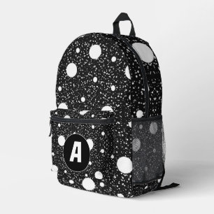 Sac À Dos Imprimé Points noirs blancs modernes - Lettre initiale Mon