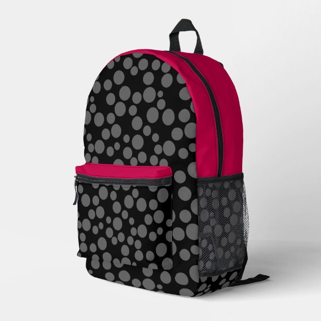 Sac À Dos Imprimé points rouges sur fond blanc (Coin arrière droit)