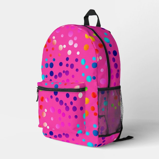 Sac À Dos Imprimé Pois Néon Rose Chaud (Coin arrière droit)