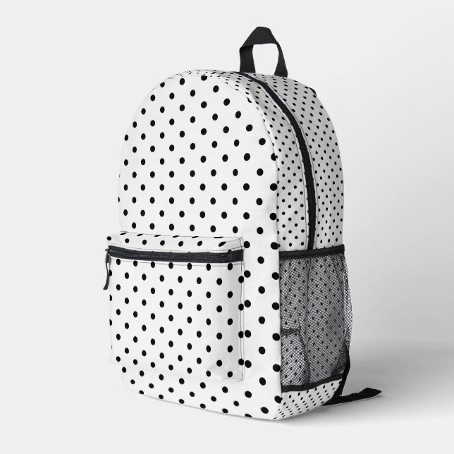 Sac À Dos Imprimé Pois noir et blanc (Coin arrière droit)