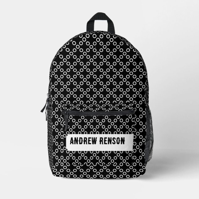 Sac à dos imprimé pois noir et blanc (Recto)