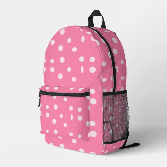 Sac À Dos Imprimé Pois rose pâle sur rose (Coin arrière droit)