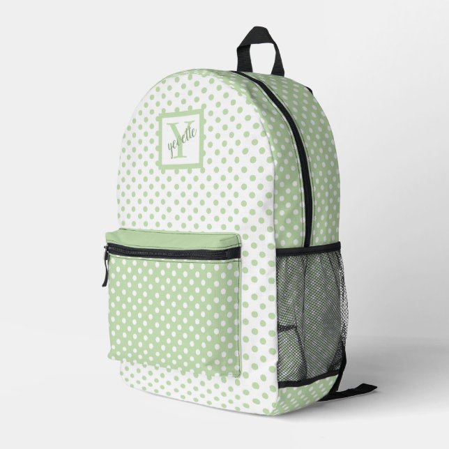 Sac À Dos Imprimé Pois verts et blancs (Coin arrière droit)