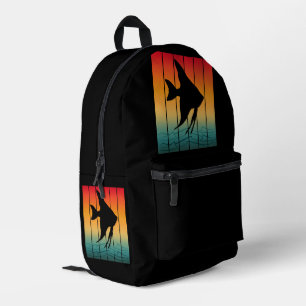Sac À Dos Imprimé Poisson Silhouette de Coucher de Soleil Vintage