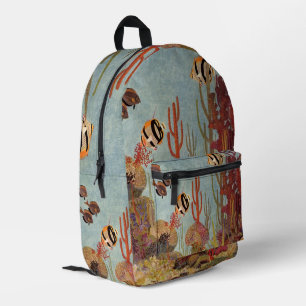 Sac À Dos Imprimé Poissons-anges en corail, poissons tropicaux Vinta