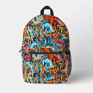 Sac À Dos Imprimé Poissons Tropicaux Couleurs Vives Ambiance Été