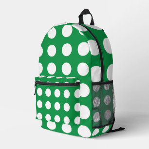 Sac À Dos Imprimé Polka Blanc Vert Dot Jolie Fille Retour À L'École