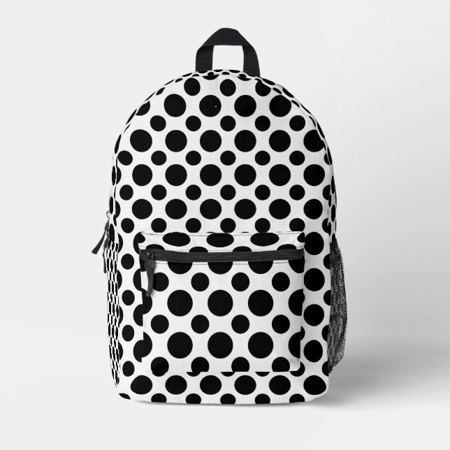Sac À Dos Imprimé Polka Dot noir blanc Motif (Recto)