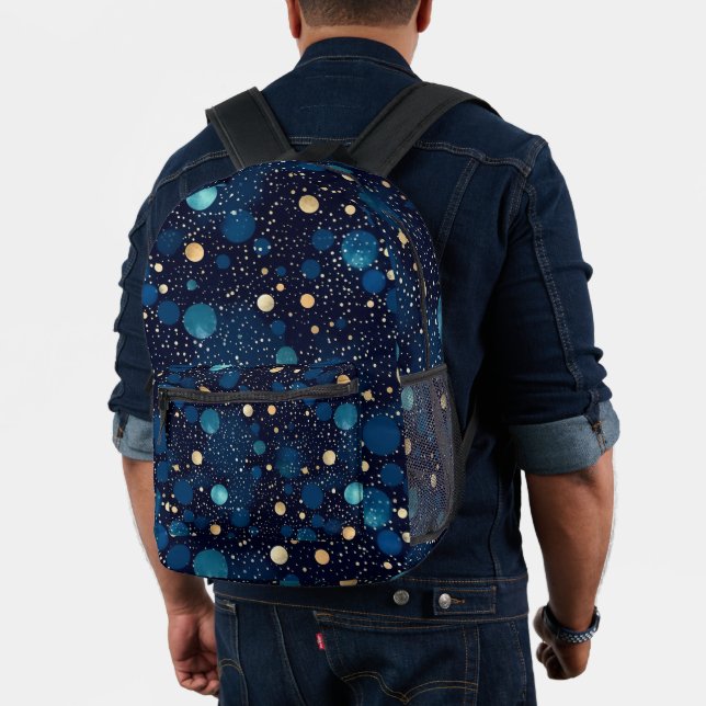 Sac À Dos Imprimé Polka-point bleu et or (Insitu (Modèle))