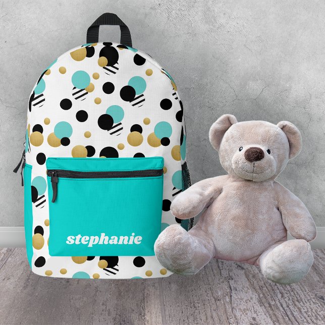 Sac À Dos Imprimé Polka Pote Retro personnalisée Turquoise (Retro Polka Dot Turquoise Backpack
)