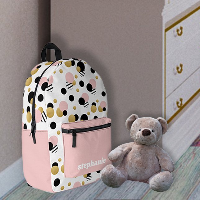 Sac À Dos Imprimé Polka Retro Personnalisée Point Blush Rose (Retro Polka Dot Blush Pink Backpack)