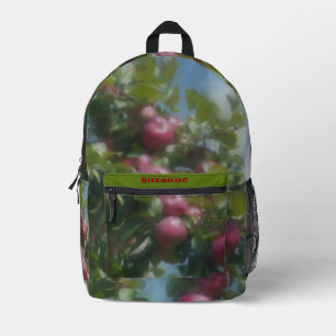 Sac À Dos Imprimé Pommes Rouges Sur Peinture D'Arbre