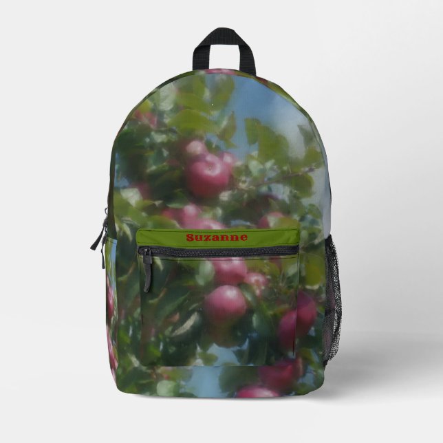 Sac À Dos Imprimé Pommes Rouges Sur Peinture D'Arbre (Recto)