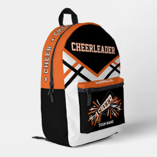Sac À Dos Imprimé Pompom Girl Personnalisé Orange, Noir, Blanc