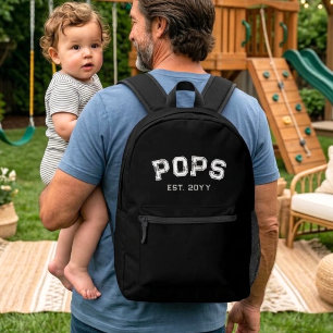 Sac À Dos Imprimé Pops Est Année Grand-père Surnom Gras Blanc Varsit