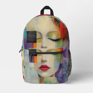 Sac À Dos Imprimé Portrait dans le surréalisme des blocs de couleurs