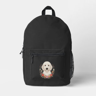 Sac À Dos Imprimé Portrait de chien floral Couronne botanique