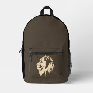 Sac À Dos Imprimé Portrait de Lion (sable)