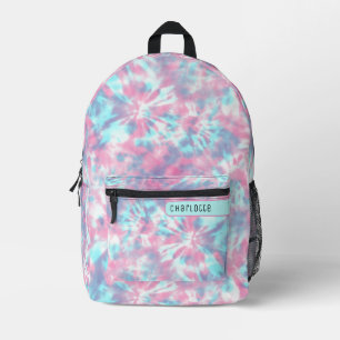 Sac À Dos Imprimé Poudre Féminine Rose et Motif Shibori Bleu Électri