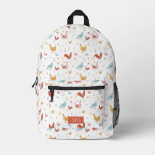 Sac À Dos Imprimé Poulets Mignons Poules et Poussins Nom Personnalis
