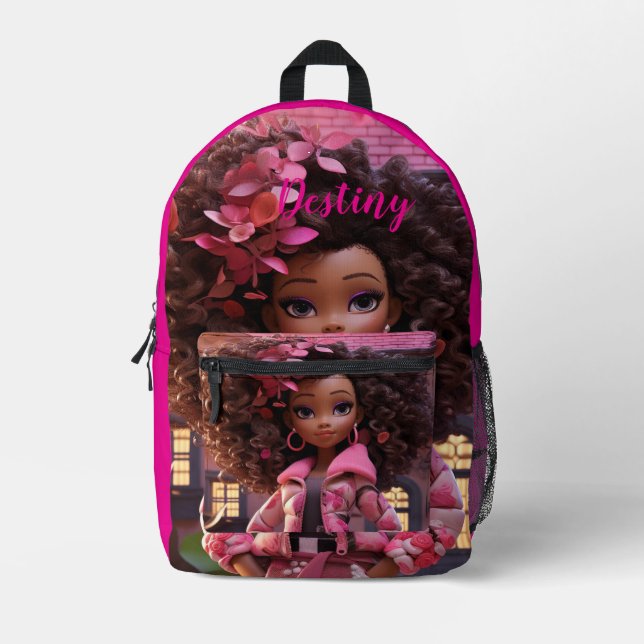 Sac À Dos Imprimé Poupée noire personnalisée  (Recto)