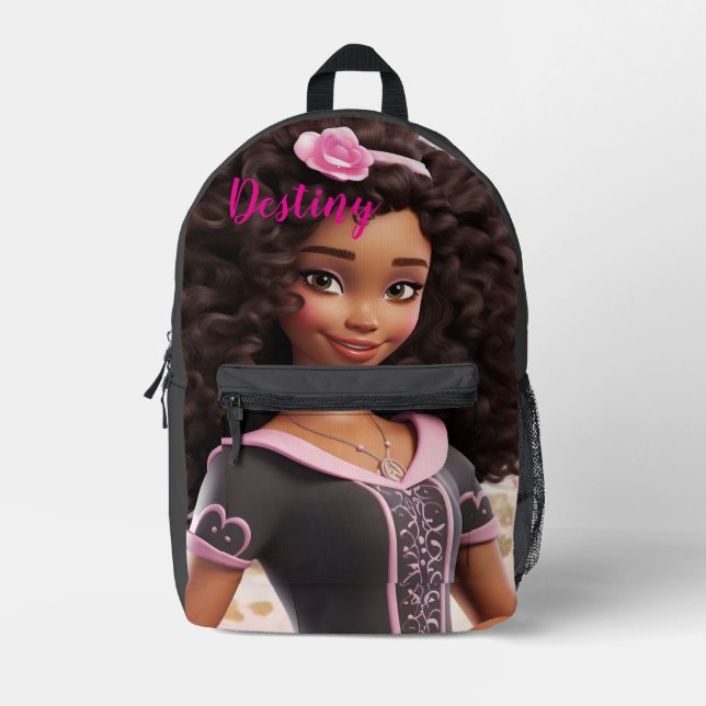 Sac À Dos Imprimé Poupée noire personnalisée (Recto)