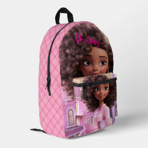 Sac À Dos Imprimé Poupée noire personnalisée à carreaux