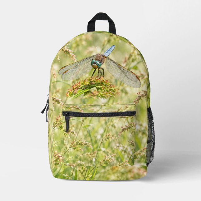 Sac À Dos Imprimé Prairie de libellule bleue faune (Recto)