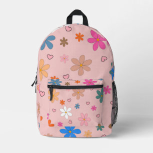 Sac À Dos Imprimé Préppy rose coloré Flower Heart Y2K Motif