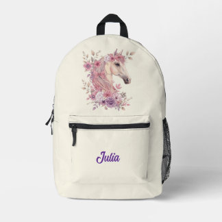 Sac À Dos Imprimé Pretty Ponies and Petals Horse Backpack for Girls