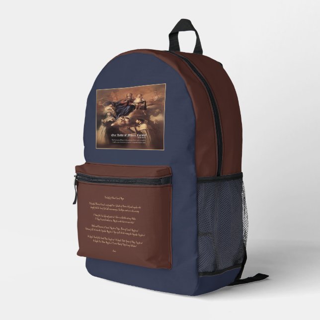 Sac À Dos Imprimé Prière à Notre-Dame du Mont Carmel (Coin arrière droit)