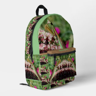 Sac À Dos Imprimé Prière Mantis Sur Fleur Sedum Personnalisé