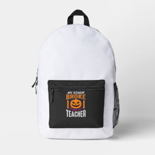 Sac À Dos Imprimé Professeur Halloween Balai Cassa Citrouille Design