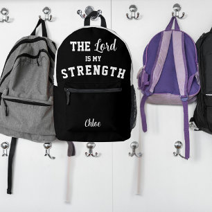 Sac À Dos Imprimé Psaume 28:7 Noir et Blanc L'Éternel est ma force
