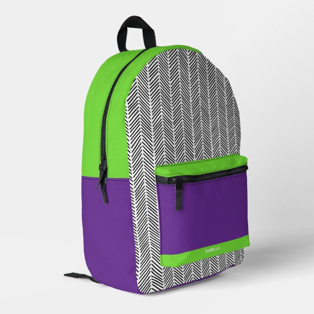 Sac À Dos Imprimé Purple et vert personnalisé (Coin arrière gauche)