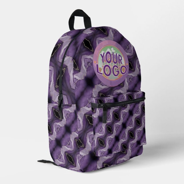 Sac À Dos Imprimé Purple Marble Trippy Kaleidoscope Custom Logo (Coin arrière gauche)