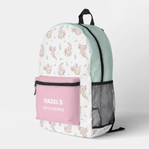 Sac À Dos Imprimé Questions de Axolotl pastel aquarelle Nom personna