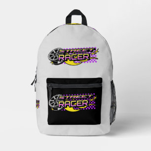 SAC À DOS IMPRIMÉ RACERS DE RUE - ROUE BRÛLÉE - STYLE Y2K
