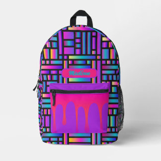 Sac À Dos Imprimé Rainbow Grid Glow Personalized Drip Pocket Edition